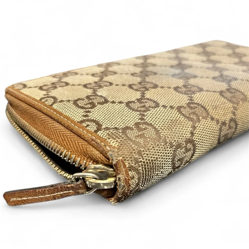 Authentic Gucci PROJECT Beige and Brown Monogram GG Zip Around Wallet - Picture 4 of 9